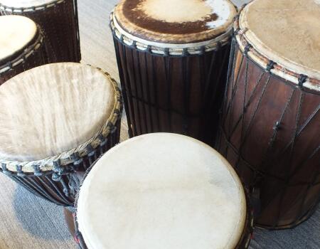 close up of African drum set
