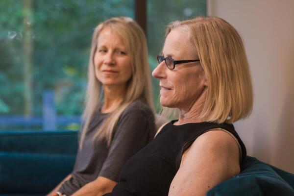profile closeup of two women in therapy session