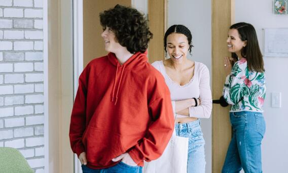 teens leaving therapy session smiling