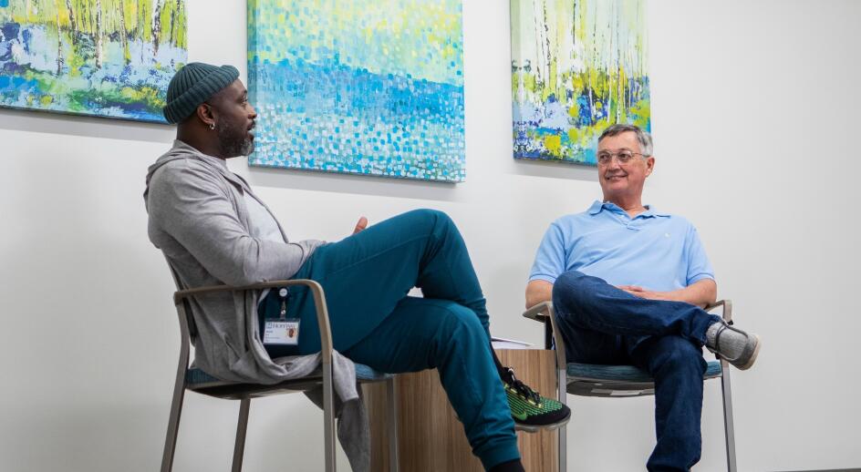therapist talking with male client